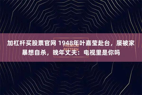 加杠杆买股票官网 1948年叶嘉莹赴台，屡被家暴想自杀，晚年丈夫：电视里是你吗